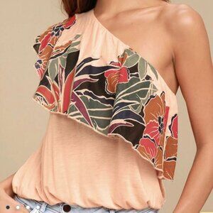 Free People One Shoulder Floral Top